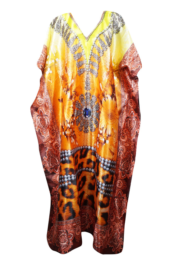 Yellow Gold Caftan Maxi Dresses Oversized Kimono Kaftan, Resort Wear 4XL
