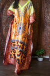 Yellow Gold Caftan Maxi Dresses Oversized Kimono Kaftan, Resort Wear 4XL