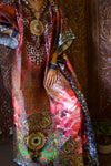 Kaftan Maxi Dress Red Pink Bohemian Kaftan, Printed 5X