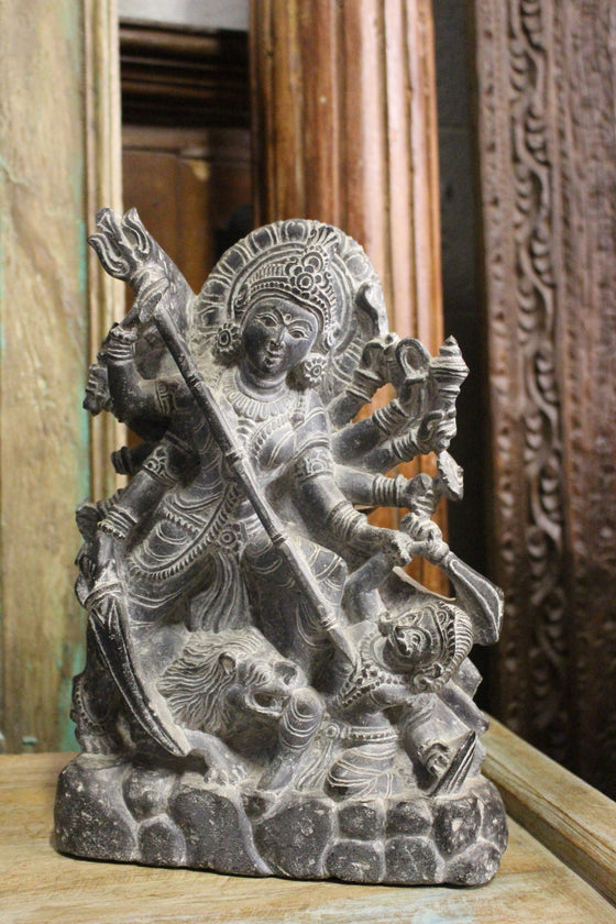 Maa Durga Hindu Goddess Granite Stone Statue, Altar Idol