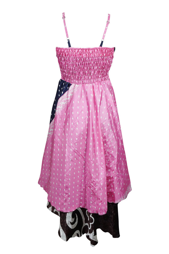 Spaghetti Strap Beach Dress, Pink BLACK color Floral SM
