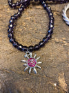 Prayer Mala Necklace/bracelet Purple Beads Mala, Silver Finish Copper