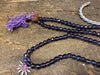 Prayer Mala Necklace/bracelet Purple Beads Mala, Silver Finish Copper