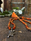 Yoga Mala, Prayer Beads Japamala Rudraksha Carnelian, Root Chakra Necklace