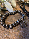 Saturn Black Crystal Mala With Pendant Handmade Mala, Black