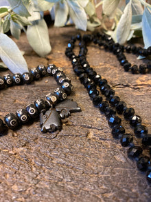  Saturn Black Crystal Mala With Pendant Handmade Mala, Black