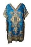 Caftan Dress, Loose Beach Boho Blue Kaftan Summer Oversized Dresses, 2XL