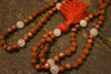 Ambition Sunstone Rose Quartz Rudraksha 108 Malabeads, Pink Jade