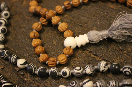 SMOKY OBSIDIAN Meditation mala With Rudraksha Mala For Meditation