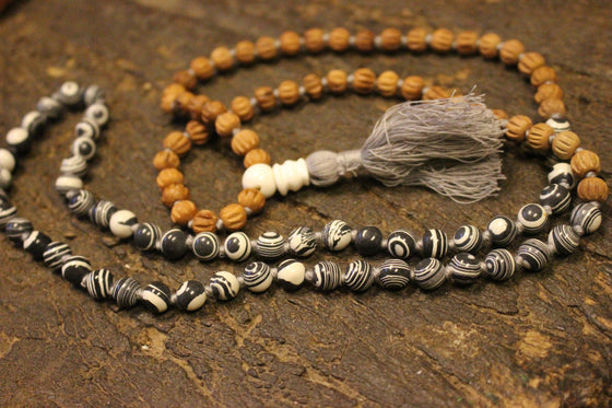 SMOKY OBSIDIAN Meditation mala With Rudraksha Mala For Meditation