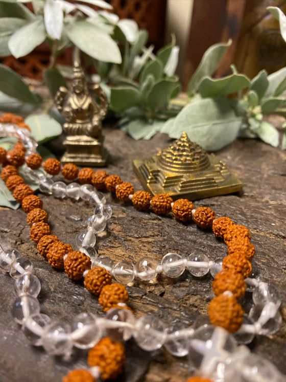 Prosperity Vedic Altar- Rudraksha Crystal Quartz Mala Meditation Yoga