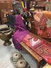 Pair of Sheer Purple Window Curtains, Gold Tabs, Bed Canopy Curtains