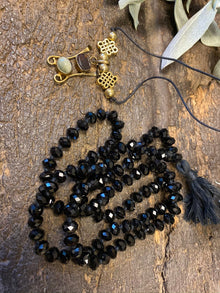  Saturn Black Crystal Mala With Pendant Handmade Mala, Natural