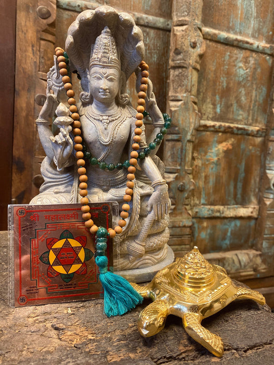 Success Altar - Maha Laxmi Yantra, Sandalwood Green Jade