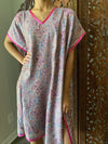 Womans Retro KImono Kaftan Dress Purple Paisley Pashmina Caftan Midi Dress ML