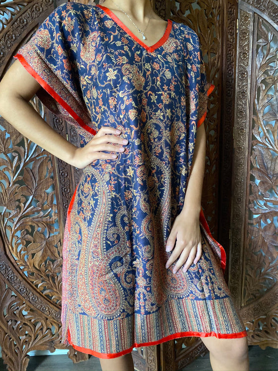 Caftan Dress Pashmina Kaftan Russet Paisley Warm Housedress 2XL