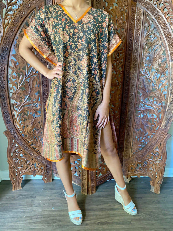 Kaftan Dress Pashmina Caftan, Handmade Floral Lounge Wear 2XL