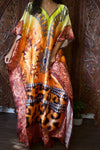 Yellow Gold Caftan Maxi Dresses, Oversized Kimono Kaftan, Resort Wear 4XL