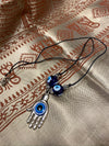 Evil eye Pendant Necklace Rudraksha Black Stone Japa Yoga Mala