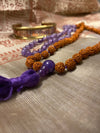 Amethyst Mala beads Rudraksha Japamala With Jai Mata Di Bracelet