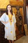 Embellished Floral Short Caftan Yellow Lounger Cover L-3XL