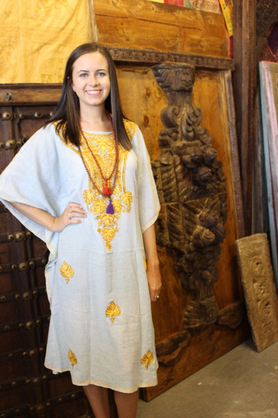 Kaftan for Women Buttermilk Embroidered Resort Wear L-3XL