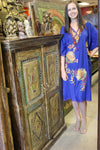 Embroidered Caftan Maxi Dress, Pink Sherbet Flowy Kaftan Dresses 3XL
