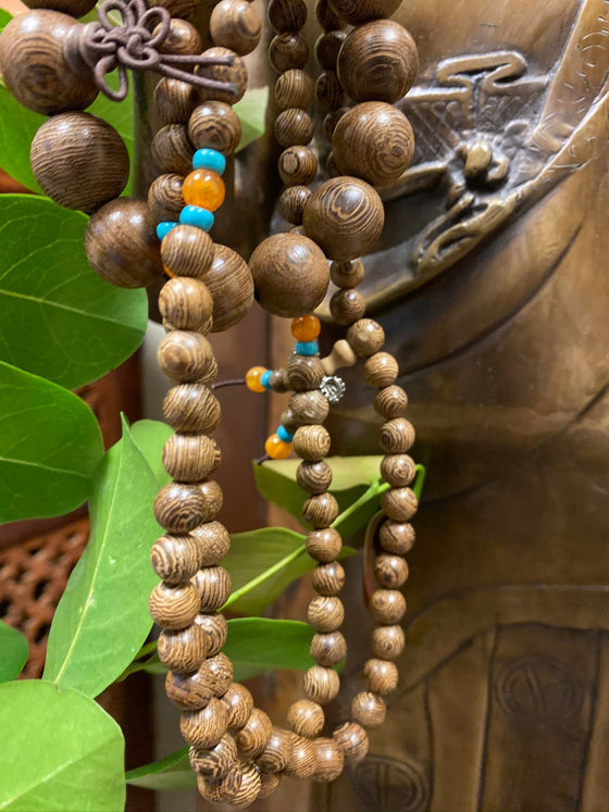 Bodhi Seed Buddhist Wrap Around Bracelet, Sacred Geometry Mala