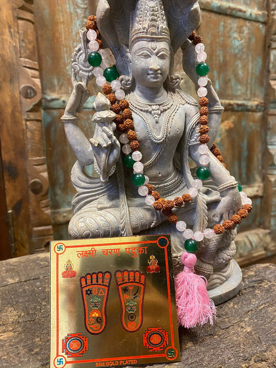 Wealth Altar, Laxmi Charan Paduka Altar, Green Jade Pink