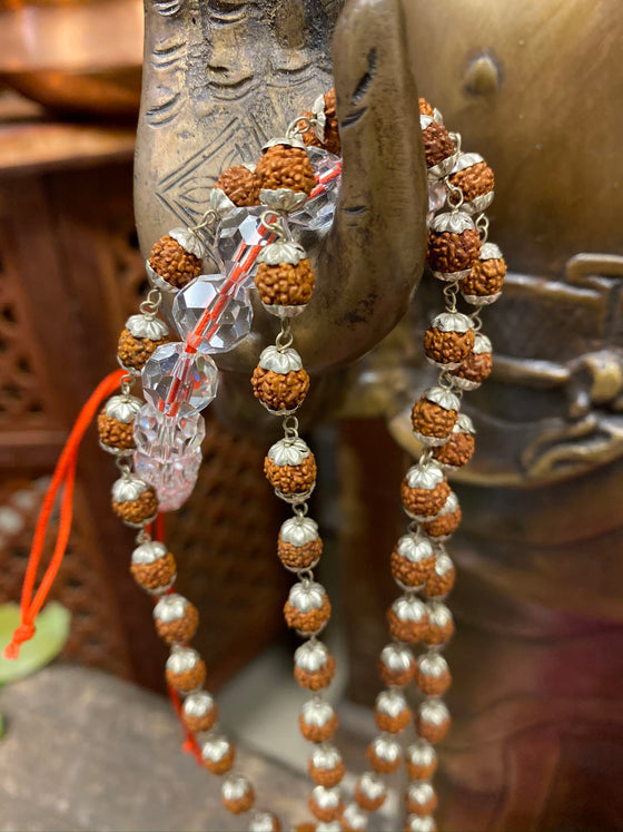 Mediation Mala Rudraksha Beads 5 Mukhi Silver Cap Mala Yoga Mala