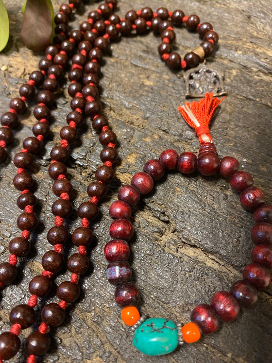 Natural Rosewood Durga Malabeads Japamala Meditation Prayer Yoga Mala