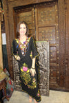 Dark Red Maxi Caftan Dress, Embroidered Summer Loose Kaftan Dresses, L-3XL