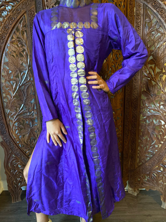 Indi Boho Tunic Long Dress, Vintage Royal Blue ML