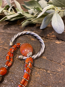  Grounding Earthing CARNELIAN Beaded Stones Handmade Twisted Necklaces, Silver