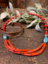 Bohemian Jewelry Beads Necklace Coral Turquoise Stones Handmade Necklaces