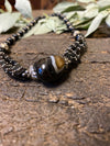 Black Onyx Beads Pendent Necklace- Twisted Beads Stones Handmade