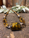 Bohemian Jewelry Tiger eye Beads Pendent Necklace Handcrafted Beads