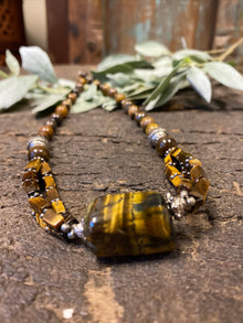  Bohemian Jewelry Tiger eye Beads Pendent Necklace Handcrafted Beads