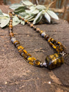 Bohemian Jewelry Tiger eye Beads Pendent Necklace Handcrafted Beads