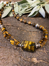 Bohemian Jewelry Tiger eye Beads Pendent Necklace Handcrafted Beads