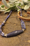Bohemian Jewelry Lapiz Lazuli Blue Beaded Necklace Twisted Beads