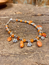 Grounding Earthing Orange Beaded Stones Silver Color Elephant Handmade