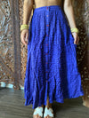 Maxi Skirt, Blue Embroidered Skirt, Summer Fashion Button SM