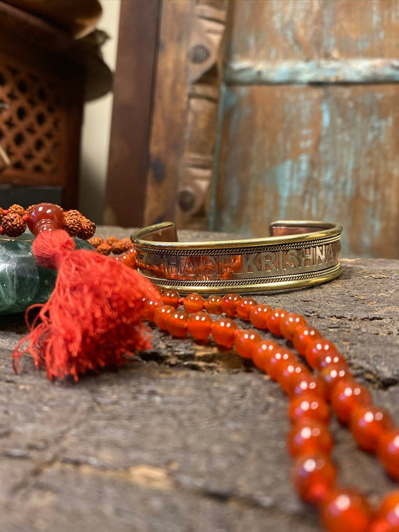 Prayer Beads Japamala Rudraksha Carnelian Yoga Happiness Necklace with