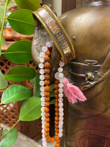  Yoga Mala Rose Quartz Beads Rudraksha Unconditional Love Mala 