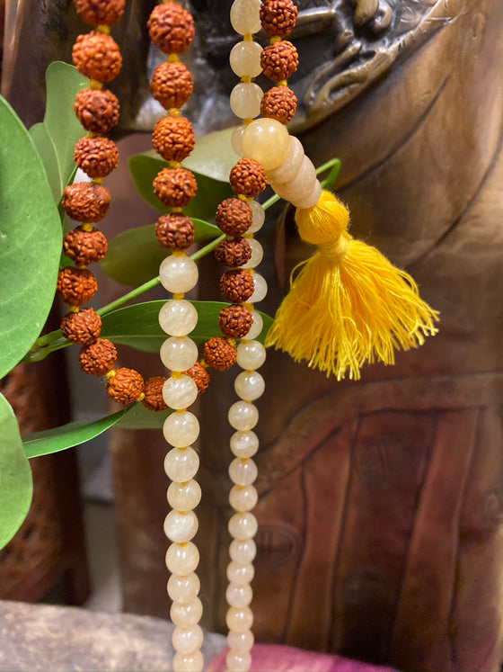 Yoga mala Yellow Jade Mala BeadsMindful Living Japamala Necklace