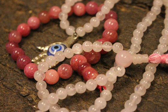 Unconditional Love Mala Rose Quartz Malabeads Evil Eye Pendant Mala
