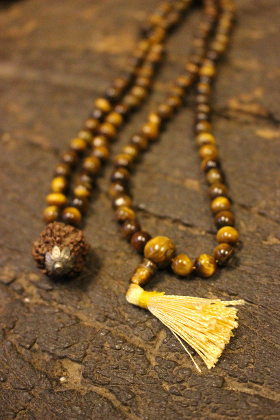 Courage Mala Beads Natural Tiger Eye Yoga Necklace