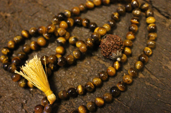 Courage Mala Beads Natural Tiger Eye Yoga Necklace