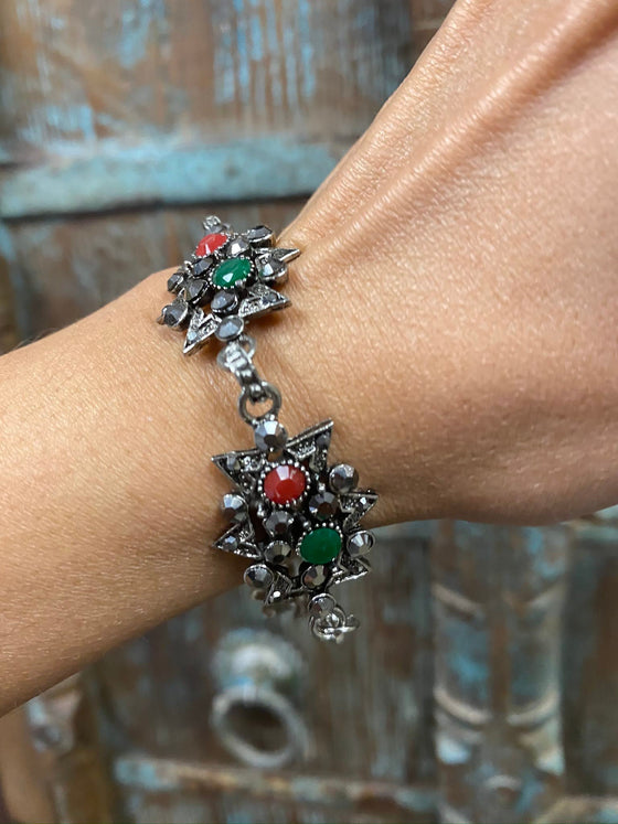 Multicolor Stone Oxidised Bangle Bracelet For womens
